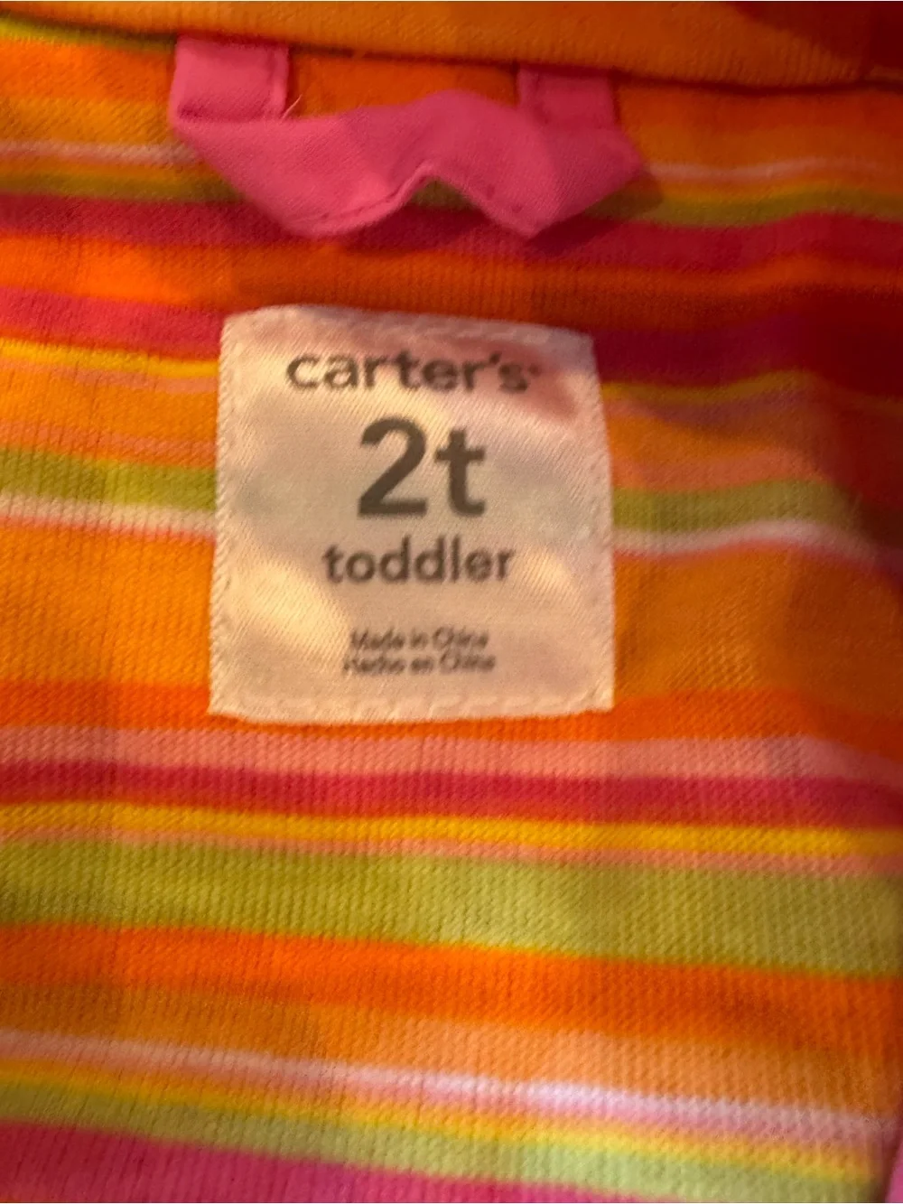 Carter's Pink Hooded Kids Jacket with Yellow Trim